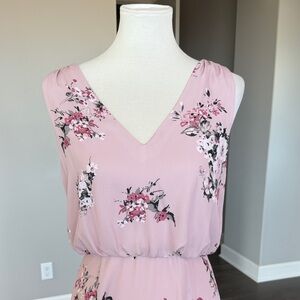 Floral Pink Sleeveless Dress